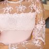 Sheer Mesh Lace Insert T Shirt Women Long Sleeve T-Shirt Autumn - Hplify