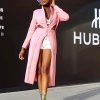 Solid Color Pink Long Sleeve Dress Women Holllow Out Waist Split  Midi Dress Elegant Ladies Workwear Office Robe Femme - Hplify