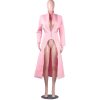 Solid Color Pink Long Sleeve Dress Women Holllow Out Waist Split  Midi Dress Elegant Ladies Workwear Office Robe Femme - Hplify
