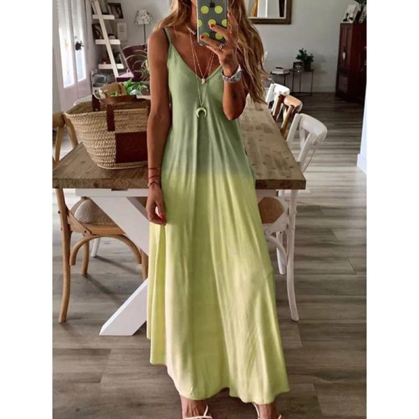 Solid color v neck dress women Spaghetti strap draped summer beach dress 2019 Casual long maxi dresses robe femme vestidos mujer - Hplify