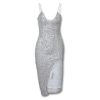 Spaghetti Strap Sequin Slit Bodycon Dress Women Slim Strap Sexy Party Dress Summer Sequined vestidos mujer - Hplify