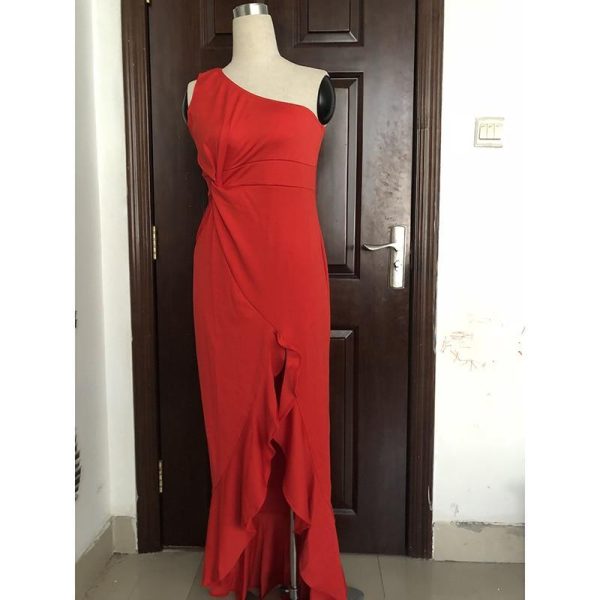 Split hem one off the shoulder dress for women Summer fashion high waist long dresses club party maxi dress vestidos - Hplify