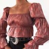Square Collar long sleeve tshirt Tops Women Solid Color Puff Sleeve T Shirt Elegant Casual Blusas Mujer - Hplify