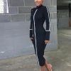 Striped biding long sleeve bodycon dress women Solid color sexy night club party dress Autumn knee turleneck robe femme - Hplify