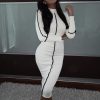 Striped biding long sleeve bodycon dress women Solid color sexy night club party dress Autumn knee turleneck robe femme - Hplify