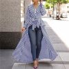 Striped print tie waist plunging blouse Women v neck stripes blouse shirt Spring Dip hem irregular long womens tops and blouses - Hplify