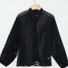 Stripes Keyhole Front Mesh Blouse Women See Through Hollow Out Womens Tops and Blouses Party Top blusas mujer de moda - Hplify