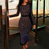 Stripes binding sequin party dress Women long sleeve diamonds bodycon sexy dress Shinny skinny dresses vestidos verano - Hplify