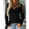 Studded hollow out long sleeve top Women summer Leisure holiday blouse shir Ladies Black Basic Shinny casual blouse - Hplify