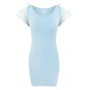 Summer Clothing Sexy Blue Round Neck Lace Patchwork Bow Short Sleeve Women Dress Sexy Drss Bodycon Dress - Hplify