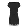 Summer Dress Casual Round Neck Short Sleeve Lace Patchwork Bandage Mini Dress Black Pink White Women Dress - Hplify