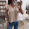 Summer Sexy Beige T Shirt Women Korean Clothes Short Sleeve Lace V Neck Bandage Shirts Elegant Lady Tshirt Casual Top Streetwear - Hplify