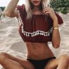 Summer Sexy Off Shoulder Crop Top Womens Tops and Blouses Tassel Shirt Women Clothes Korean Shirts Slash Neck Blouse Streetwear - Hplify