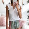 Summer Sexy White Ruffle T Shirt Korean Women Clothes Sleeveless Shirts Button V Neck Tshirt Off Shoulde Top Casual Streetwear - Hplify