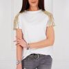 Summer White Tassel Sequin Patchwork T Shirt Women Clothes Short Sleeve O Neck Shirts Sexy Tshirt Casual Tops Fashion Streetwear - Hplify