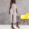 Tassel Sequined Patchwork Party Dress Women Slim Strap Bodycon Tassel Details Midi Dresses Nightwear Plus Size Vestidos - Hplify