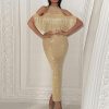 Tassel designed glittering maxi dress women Halter bodycon party dress Summer Slim fit shinny dresses robe femme - Hplify