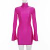 Turtleneck long sleeve slim fit party dress women Solid color sexy bodycon mini dress Autumn Skinny vestidos mujer - Hplify