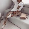 Two Piece Set Women Streetwear Snake Contrast Pocket Top Pants Design Pants Set Fashion Autumn Casual Clothes 2019 Tracksuits - Hplify