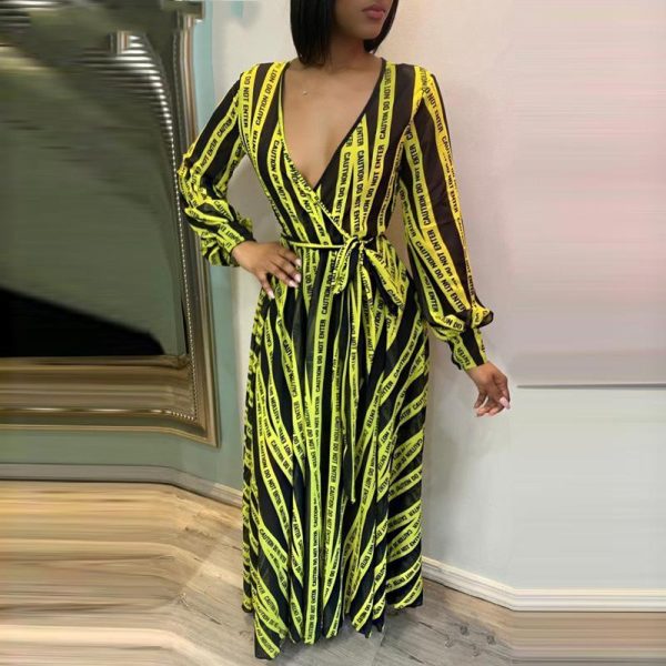 V Neck Long Wrap Dress Women Long Sleeve Spring Fall Casual Dress Streetwear Elegant Formal Party Maxi Vestidos robe femme - Hplify