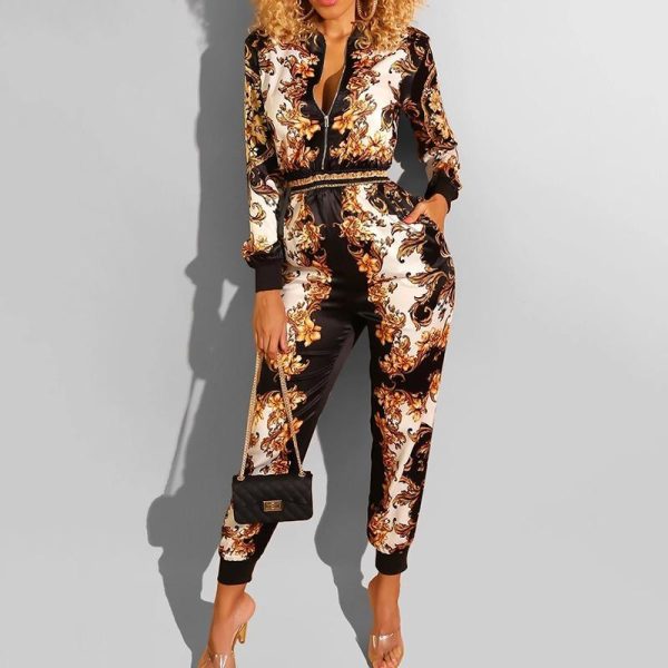 Vintage floral print jumpsuit women Casual long sleeve streetwear rompers womens jumpsuit Autumn fashion overalls feminina - Hplify