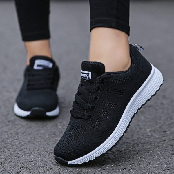 Alternative view of Women Casual Shoes Breathable Walking Mesh Flat Shoes White Sneakers