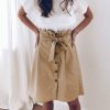 Women Clothes Summer Sexy High Waist Tunic Lace Up Bandage Midi A Line Skirt Button Skirts Womens Casual Slim Fashion Streetwear - Hplify