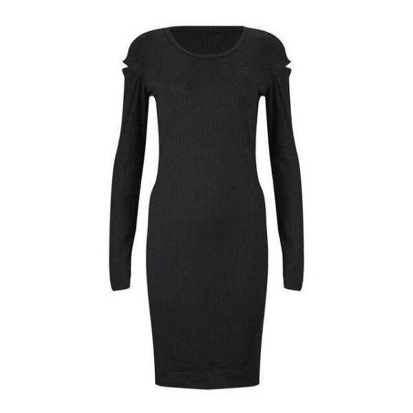 Women Dress Sexy Dress  Sexy Round Neck Solid Color Off Shoulder Skinny Long Sleeve Women Party Night Club Wear Bodycon Dress - Hplify