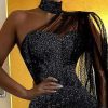 Women Glitter Mesh Patchwork Bodycon Dress Chocker Neck Black Glittering Mini Dresses Stretchy Party Dress Vestidos Mujer - Hplify