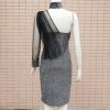 Women Glitter Mesh Patchwork Bodycon Dress Chocker Neck Black Glittering Mini Dresses Stretchy Party Dress Vestidos Mujer - Hplify