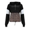 Women Hoodies Casual Sweatshirt for Women Leopard Printed Patchwork Zipper Pullovers Casual Sweatshirts - Hplify
