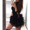 Women Long Sleeve Mesh Insert Black Dress Sexy Solid Mesh Organza Spliced Mini Dress Winter O-neck Mini Dresses - Hplify