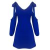 Women Party Night Club Dress Casual Off Shoulder Low Cut Blue Bandage Women Dress Sexy Dresses  A Line Dress Women - Hplify