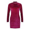 Women Party Night Club Wear Bodycon Dress Sexy Turtleneck Rivet Long Sleeve Skinny Women Mini Dress Sexy Dress - Hplify