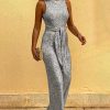 Women Round Neck Sleeveless Backless Sequins Jumpsuit Sexy Slim Rompers Sequined Jumpsuits Bodycon Pants - Hplify