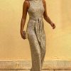 Women Round Neck Sleeveless Backless Sequins Jumpsuit Sexy Slim Rompers Sequined Jumpsuits Bodycon Pants - Hplify