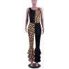 Women Ruffles Flare Jumpsuits Leopard Print Sleeveless O-Neck Outfits Sexy Skinny Rompers Club Night Party One Piece Overalls - Hplify