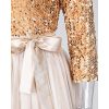 Women Sequin Mesh Patchwork A-line Party Dress Sequins Tight Waist Layered Mesh Dress Elegant Ladies 3/4 Sleeve formal Dresses - Hplify