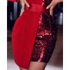 Women Sequined Patchwork Sey Dress One Shoulder Sequin Patchwork Party Dress - Hplify