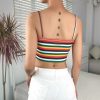 The Best Women Sexy Tank Top Vest Blouse Sleeveless Summer Zipper Crop Top Shirt Cami Top Casual Rainbow Stripe Shirt Online - Hplify