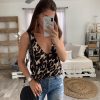 The Best Women Sexy V-Neck Casual Leopard Print Tank Top Vest Fashion Blouse Sleeveless Loose Summer Beach Shirt Cami Tops Online - Hplify