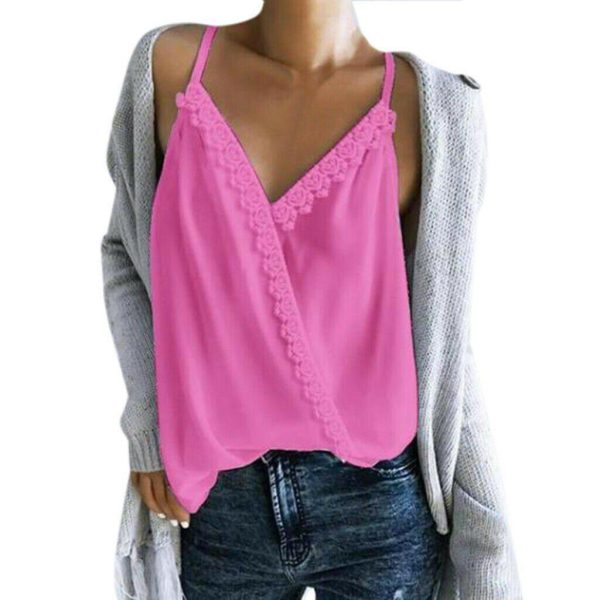 The Best Women Sexy V-neck Tank Top Vest Blouse Sleeveless Loose Summer Beach Crop Top Shirt Solid Casual Cami Top Online - Hplify