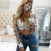 The Best Women Sheer Mesh Puff Long Sleeve See-through Blouse Shirt Summer Fashion Ladies Polka Dot V-Neck Casual Tops Online - Hplify