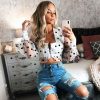 The Best Women Sheer Mesh Puff Long Sleeve See-through Blouse Shirt Summer Fashion Ladies Polka Dot V-Neck Casual Tops Online - Hplify