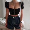 The Best Women Short Sleeve Elastic Tube Sexy Bustier Crop Tops Summer Ladies Casual Beach Blouse Bandeau Tops Shirt Women Clothes Online - Hplify