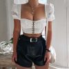 The Best Women Short Sleeve Elastic Tube Sexy Bustier Crop Tops Summer Ladies Casual Beach Blouse Bandeau Tops Shirt Women Clothes Online - Hplify