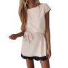 The Best Women Short Sleeve Lace Party Crew Neck Bodycon Holiday Summer Beach OL Ladies Casual T-shirt Workout Dress Online - Hplify