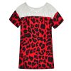 The Best Women Short Sleeve Sexy Lace Print T-Shirts Fashion Ladies Round Neck Summer Casual Loose Stitching Top New Online - Hplify
