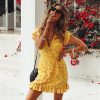 The Best Women Short Sleeve Wrap Boho Floral Mini Dress Fashion Ladies Summer Beach Casual V-Neck Short Sundress Holiday Online - Hplify