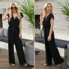 The Best Women Simple Jumpsuit Playsuit Casual Romper Wide Leg OL Ladies Summer Holiday Beach Long Pants Jumpsuit Trousers Online - Hplify